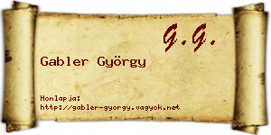 Gabler György névjegykártya